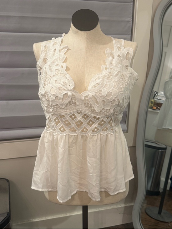 SHEIN Tops - White Lace Peplum Tank Top - free people inspired